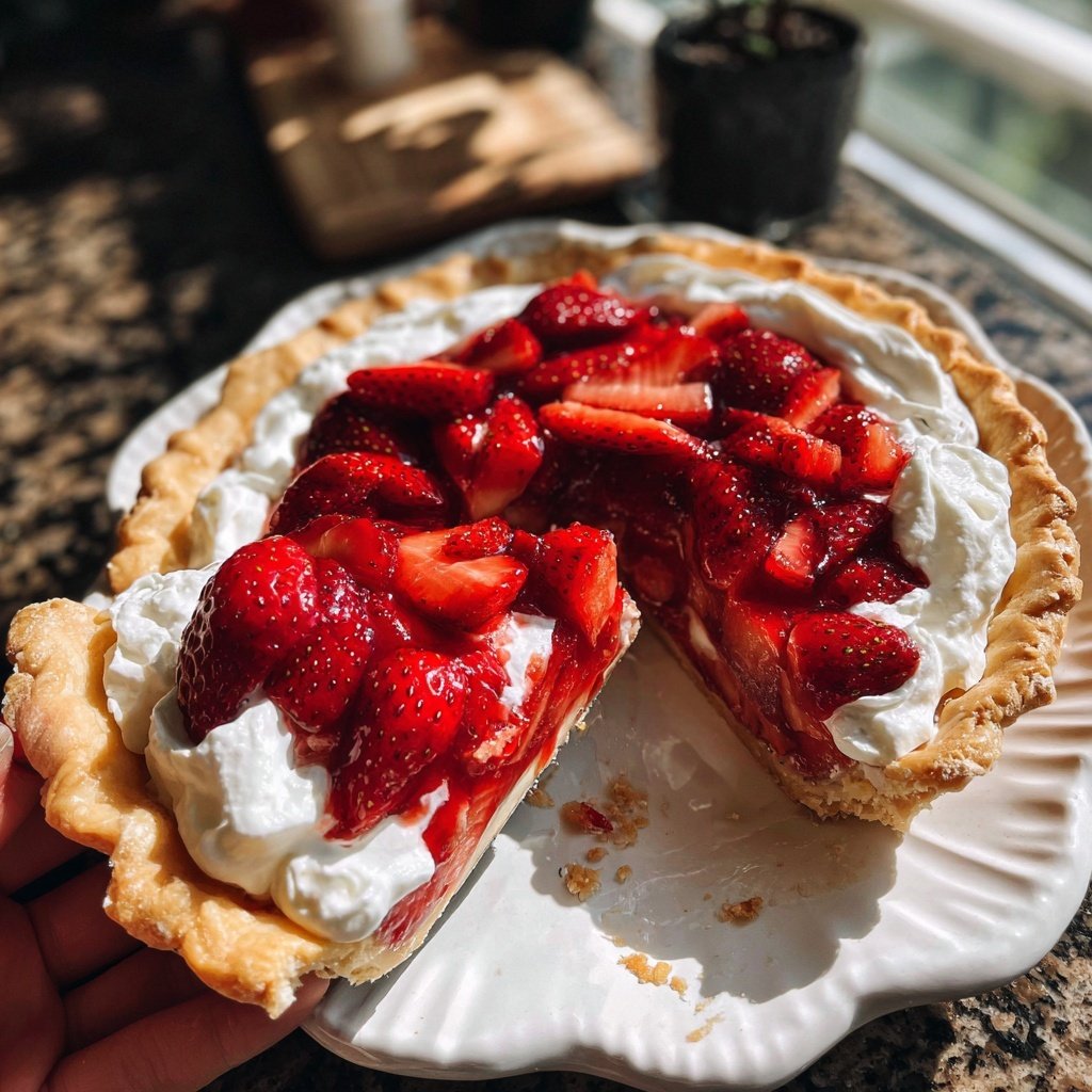 Strawberry Pie with Whipped Cream