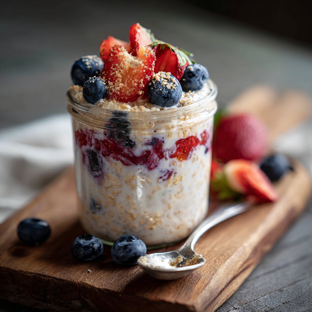 Blueberry Strawberry Overnight Oats